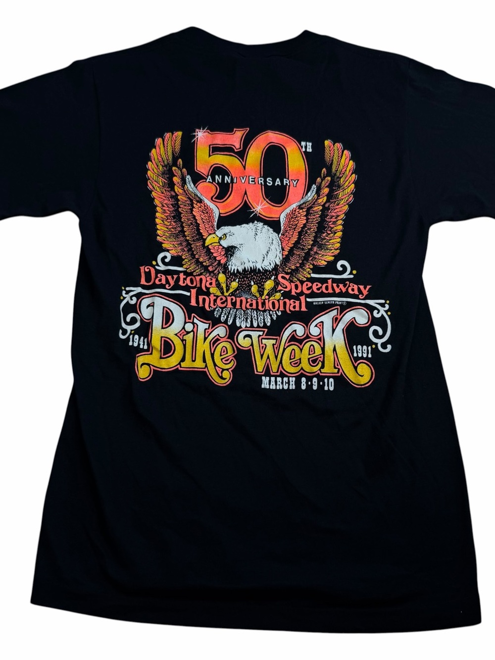 Vintage 1991 Daytona International Speedway Bike Week Black T-Shirt Size Medium